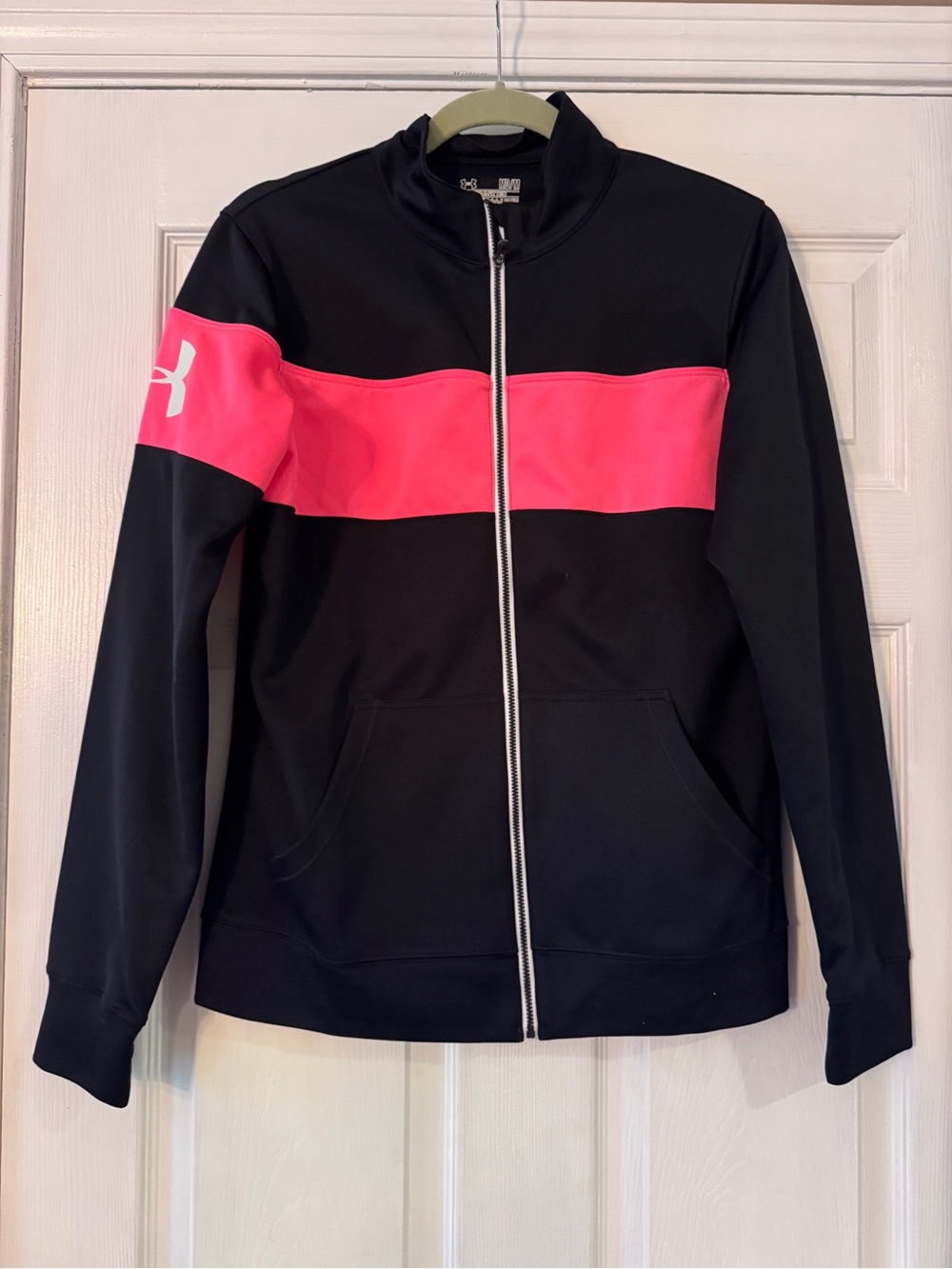 Under Armour Black Jacket with Pink Chest Stripe